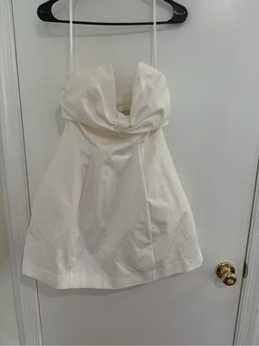 BHLDN Strapless Bow Mini Dress Ivory Old Money Quiet Quiet Luxury Coquette 6 NWT